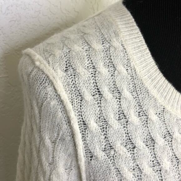 ATM cream gray cable knit wool mohair blend sweater size Small - Picture 7 of 14